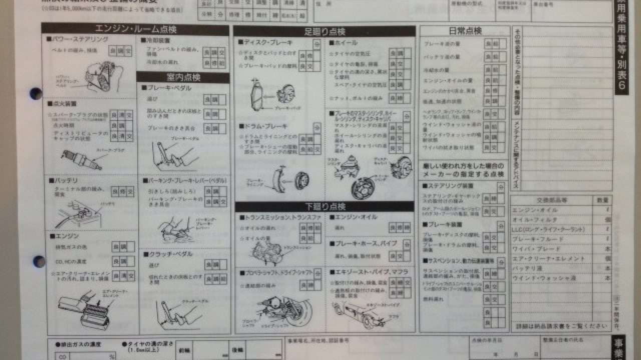 分解整備記録簿 Mho Engineering 分解整備記録簿 Mho Engineering