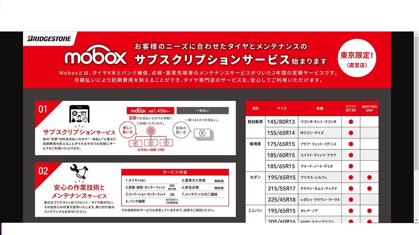 ブリヂストンが展開するタイヤのサブスクmoboxがメンテナンス パンク修理付きでお勧め Mho Engineering